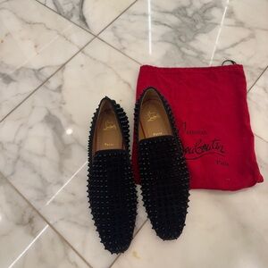 Christian Louboutin Black Studded Loafers